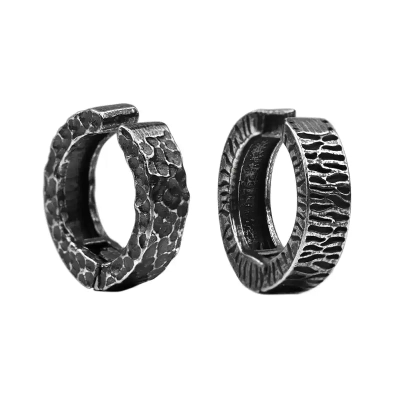 Vintage Titanium Steel Clip-On Earrings for Men & Women – Retro Non-Pierced Hoop Earcuffs, Hip-Hop Punk Style, No-Hole Ear Clips