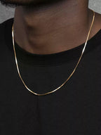 24K Gold-Plated Snake Chain Necklace for Men & Women – Hip-Hop Cuban Style Collarbone Chain, Trendy Fashion Jewelry