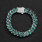 Iced Color-Block Cuban Link Chain – Emerald, Blue, Pink, White