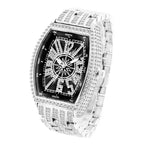Barrel-Shaped / Fully Iced-Out / Full Pavé / Western Hip-Hop Style / Trendy / Luxury-Inspired Men’s Watch