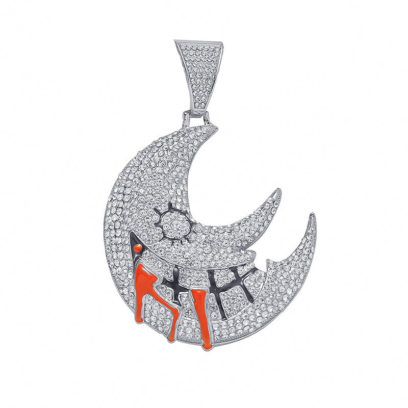 Hip-Hop Pendant Cuban Chain / Iced-Out Pendant Necklace for Men / American-Style Diamond Hiphop Rapper Full-Diamond Accessory