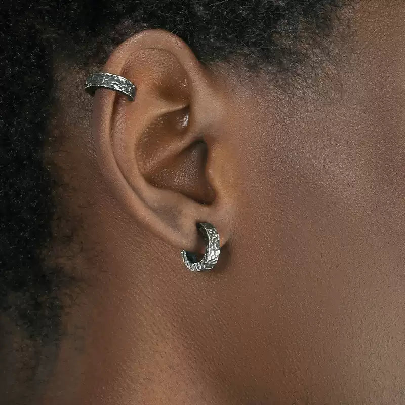 Vintage Titanium Steel Clip-On Earrings for Men & Women – Retro Non-Pierced Hoop Earcuffs, Hip-Hop Punk Style, No-Hole Ear Clips