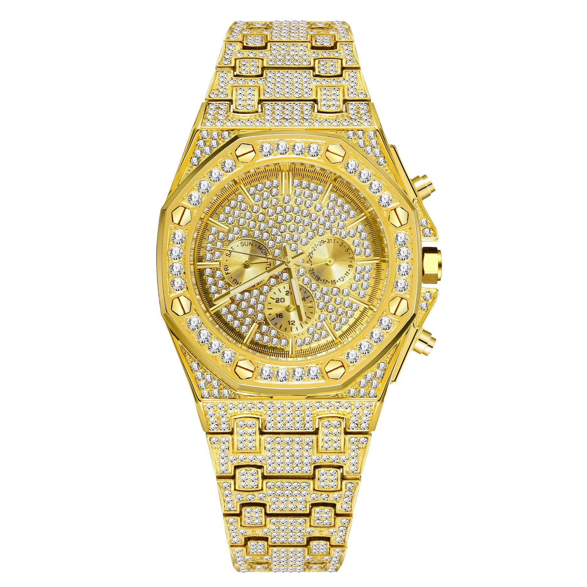 2025 New Style American Hip-Hop Watch / Starry Sky Full Diamond / Fashion Large Dial Quartz Watch for Men
