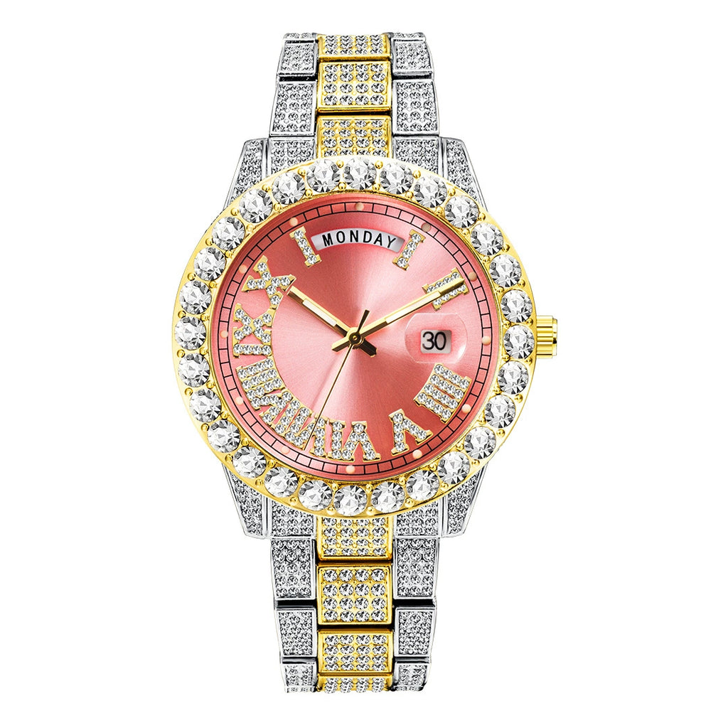 European-American / Large Dial / Full-Crystal / Waterproof / Trendy / Stylish / Fully Iced-Out Hip-Hop Men’s Watch