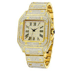 American Hip-Hop / Fully Iced-Out / Full-Diamond Look / Watch / Fashion / Waterproof / Gold Square Watch