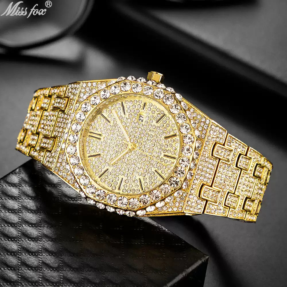 Full Diamond / Starry Sky / Wristwatch / High-End Luxury / European & American Hip-Hop / Niche / Black Warrior Watch