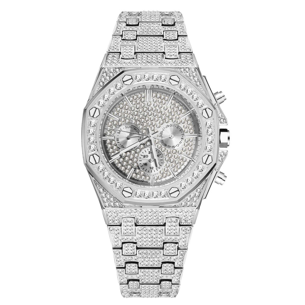 2025 New Style American Hip-Hop Watch / Starry Sky Full Diamond / Fashion Large Dial Quartz Watch for Men