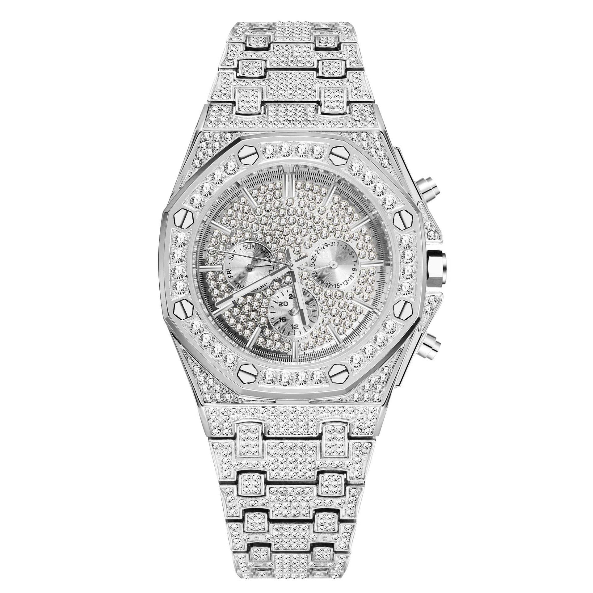 2025 New Style American Hip-Hop Watch / Starry Sky Full Diamond / Fashion Large Dial Quartz Watch for Men