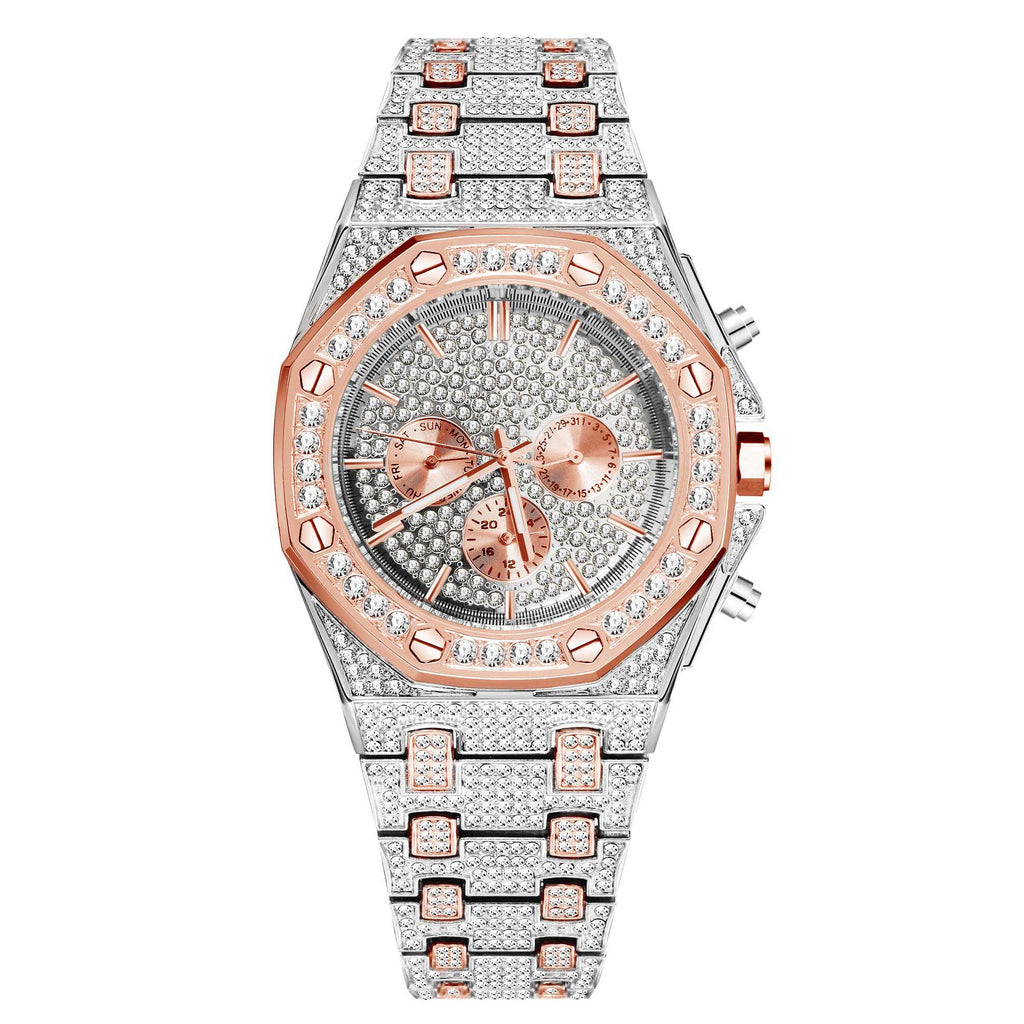 2025 New Style American Hip-Hop Watch / Starry Sky Full Diamond / Fashion Large Dial Quartz Watch for Men