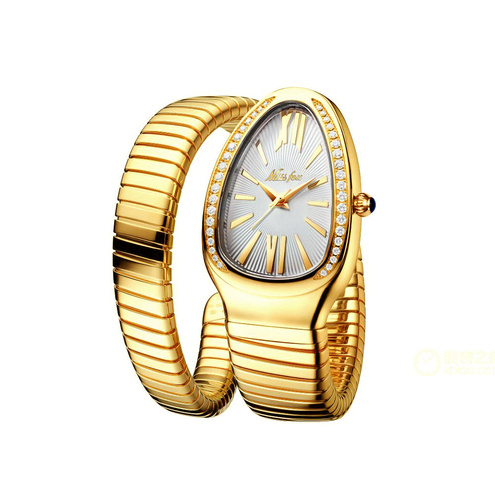 European & American / Fashion / Personalized / Bangle / Niche High-End Luxury / Diamond-Set / Creative Snake-Shaped Women's Watch