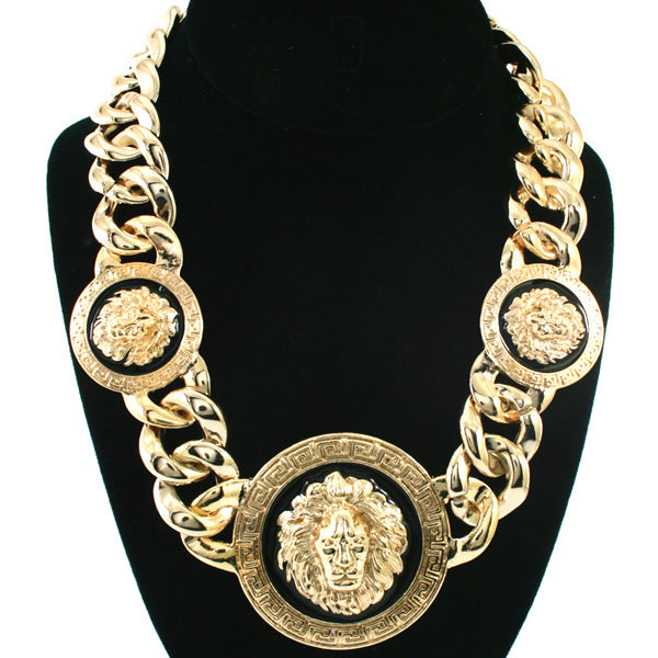 Iced Lion Medallion Statement Chain – Gold & Silver Heavy Hip-Hop Necklace