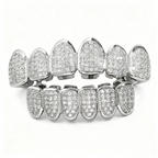 Iced Gold & Silver Grillz Set – 18K Plated Hip-Hop Tooth Caps with Box
