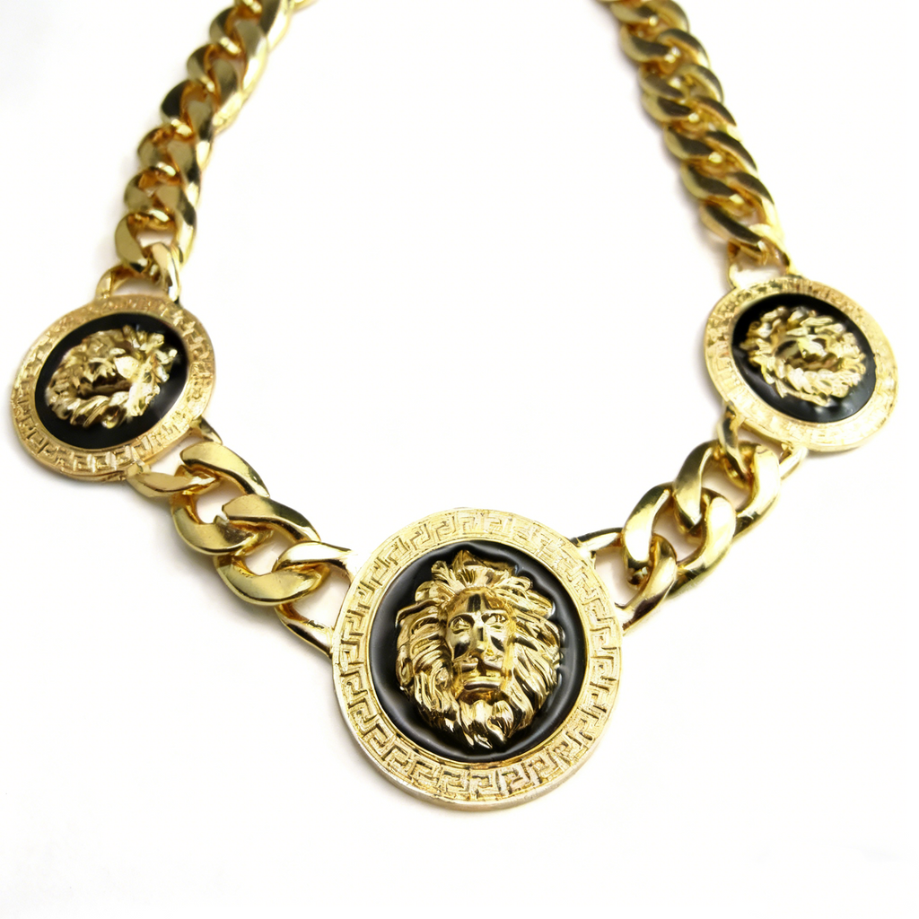 Iced Lion Medallion Statement Chain – Gold & Silver Heavy Hip-Hop Necklace