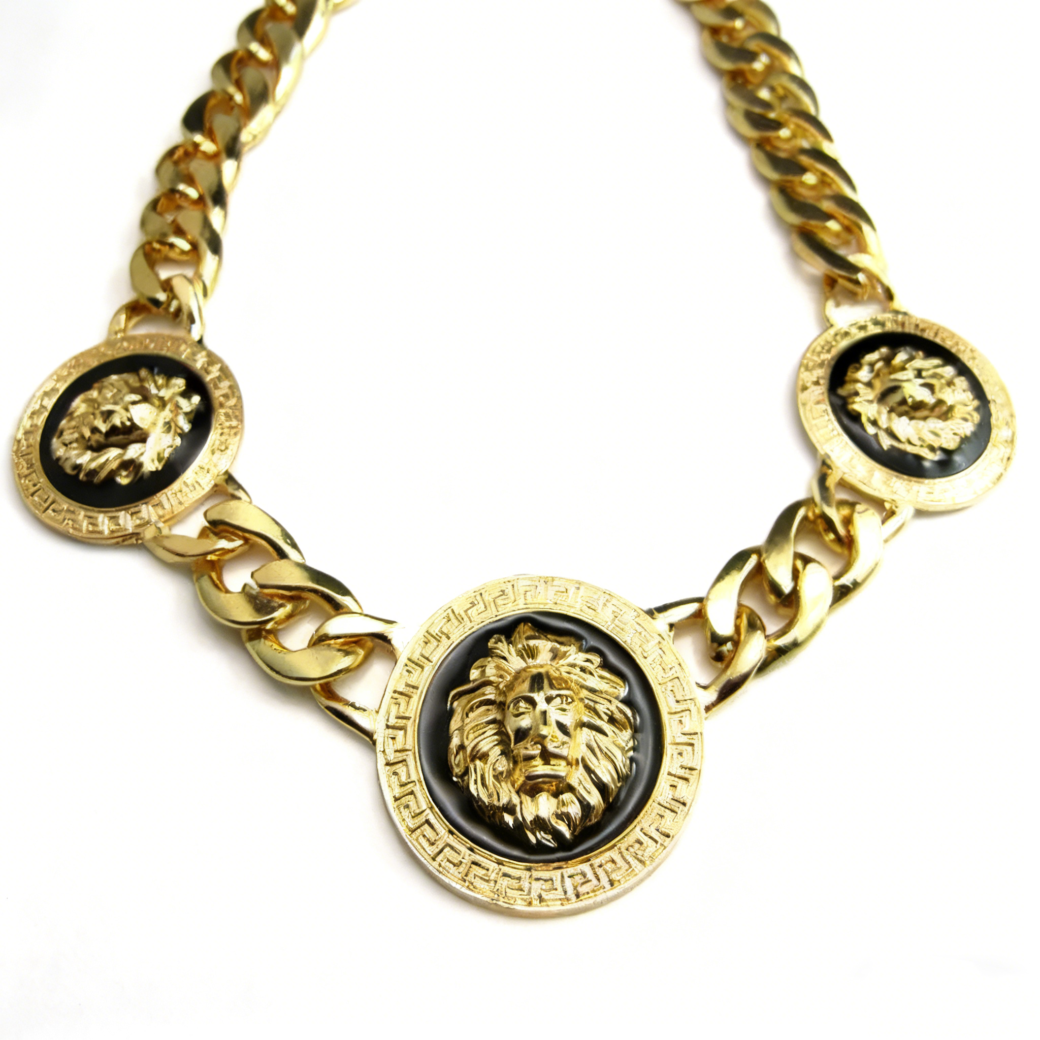 Iced Lion Medallion Statement Chain – Gold & Silver Heavy Hip-Hop Necklace