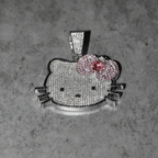Iced Pink Kitty Cuban Link Necklace – Heart Chain & Full-Body Pendant Options